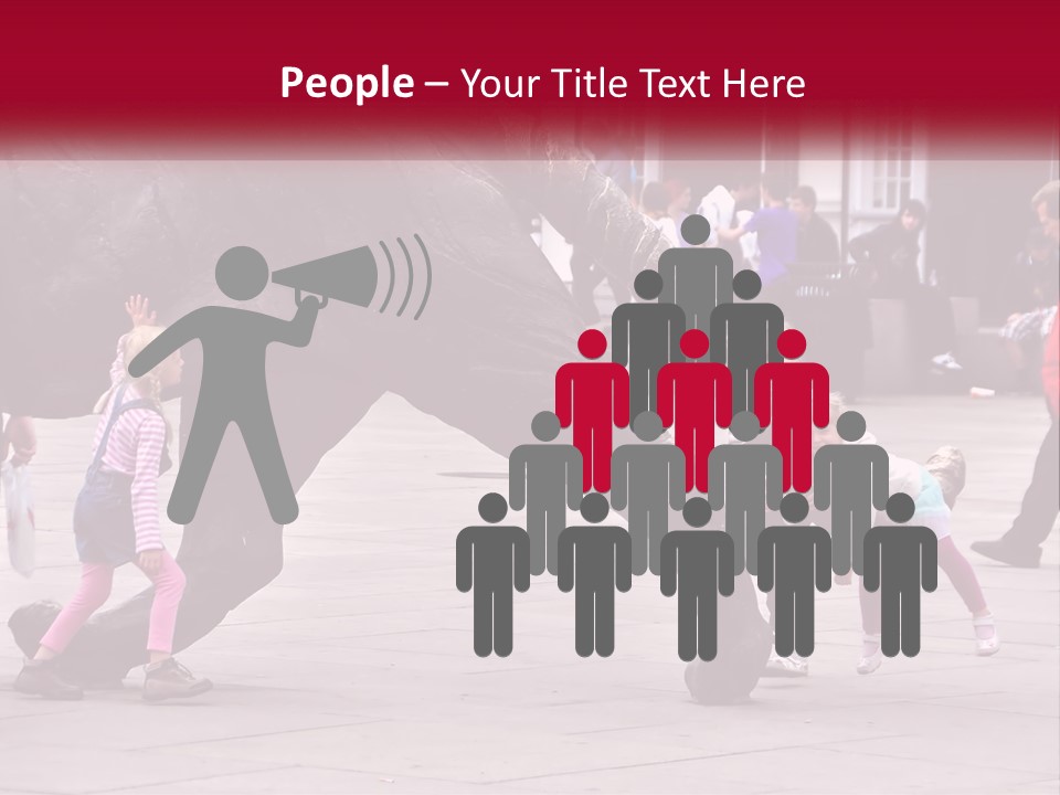 A Group Of Children Playing In Front Of A Statue PowerPoint Template