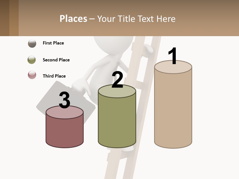 A Person Climbing Up A Ladder With A Briefcase PowerPoint Template