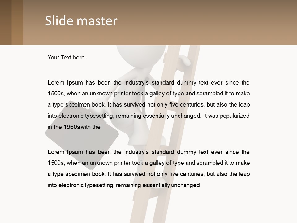 A Person Climbing Up A Ladder With A Briefcase PowerPoint Template