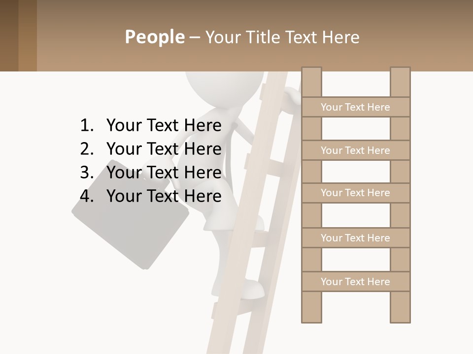 A Person Climbing Up A Ladder With A Briefcase PowerPoint Template
