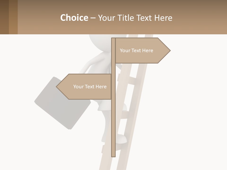 A Person Climbing Up A Ladder With A Briefcase PowerPoint Template