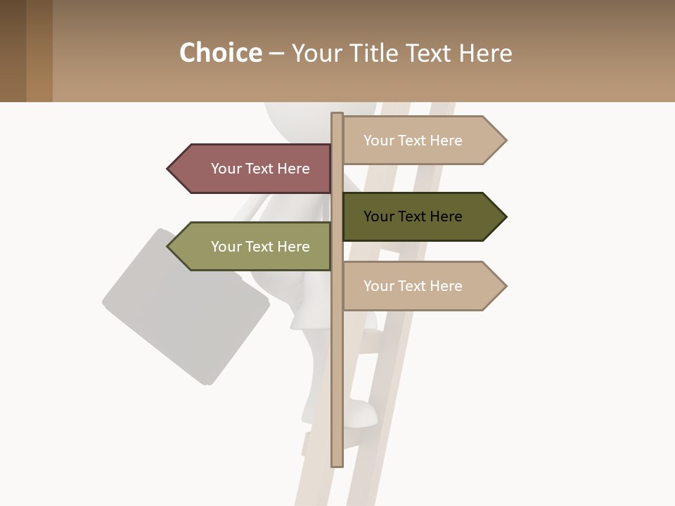 A Person Climbing Up A Ladder With A Briefcase PowerPoint Template