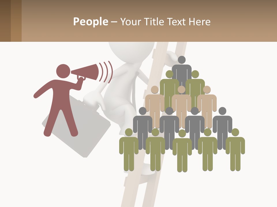 A Person Climbing Up A Ladder With A Briefcase PowerPoint Template