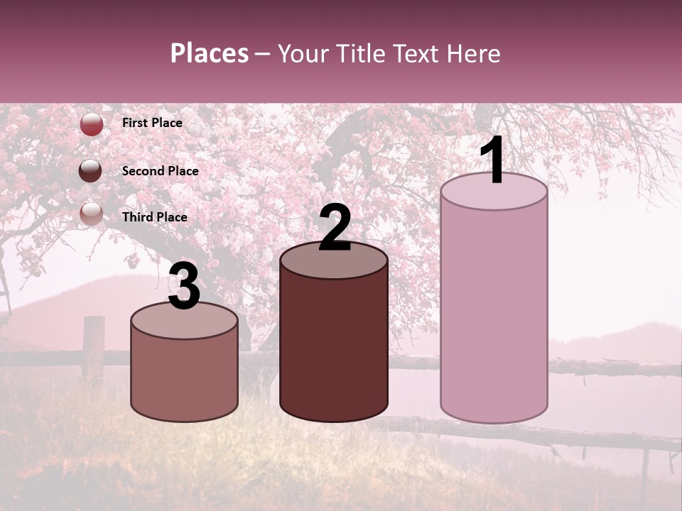 A Picture Of A Tree With A Fence In Front Of It PowerPoint Template