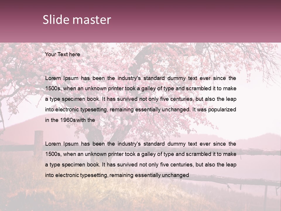 A Picture Of A Tree With A Fence In Front Of It PowerPoint Template