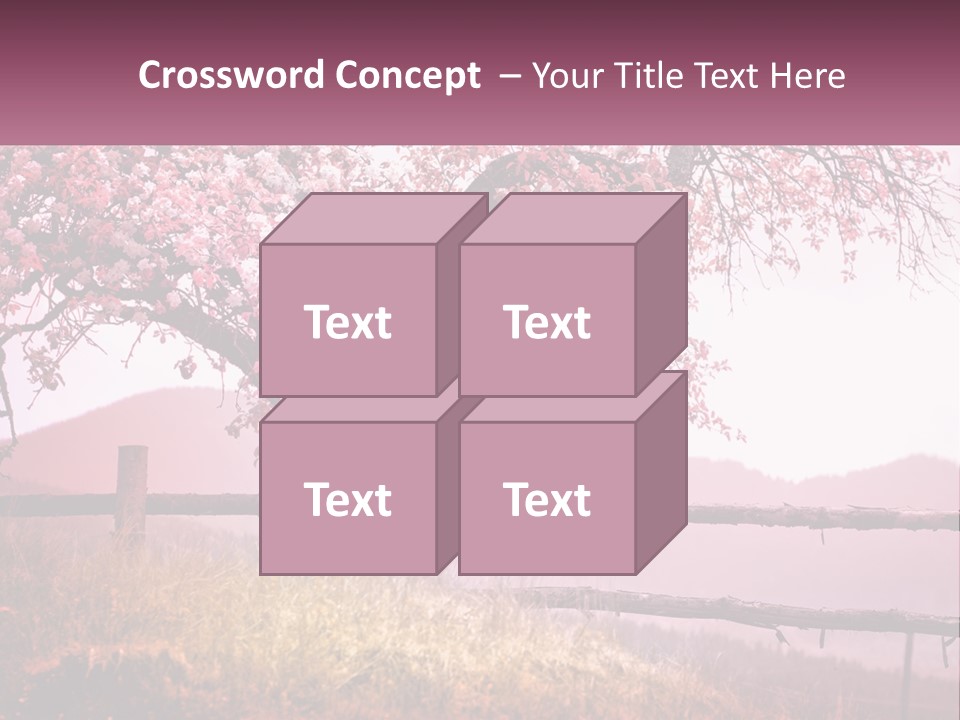 A Picture Of A Tree With A Fence In Front Of It PowerPoint Template