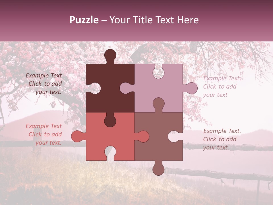 A Picture Of A Tree With A Fence In Front Of It PowerPoint Template