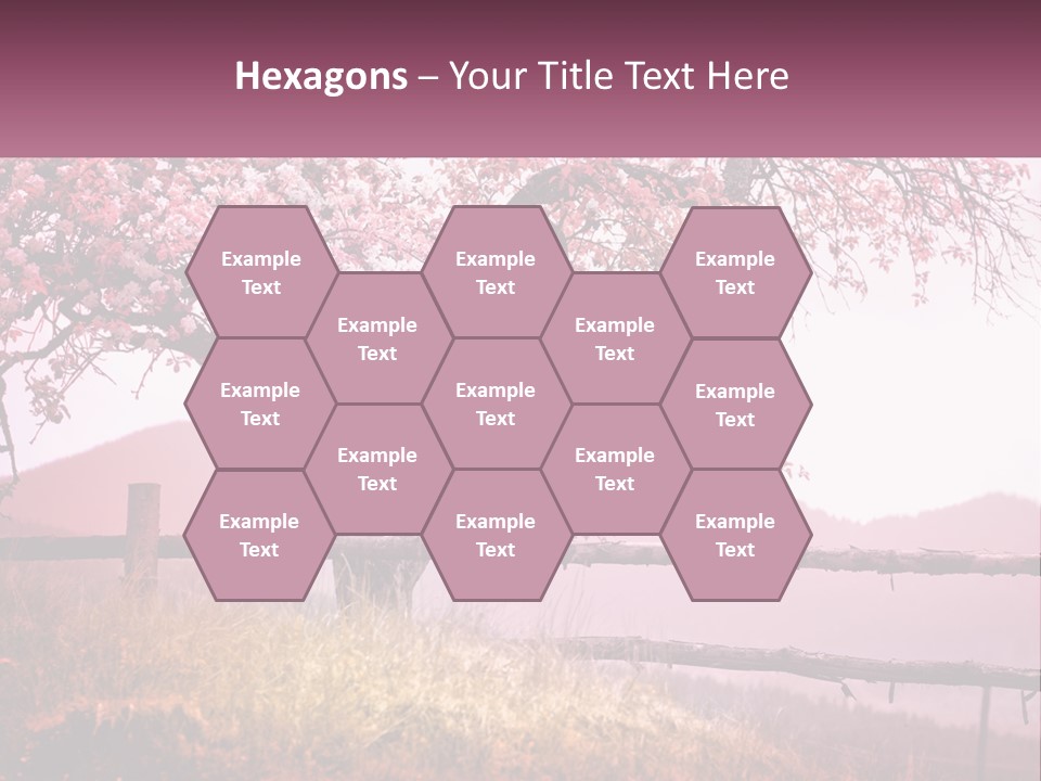 A Picture Of A Tree With A Fence In Front Of It PowerPoint Template