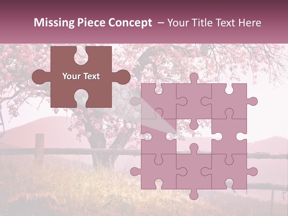 A Picture Of A Tree With A Fence In Front Of It PowerPoint Template