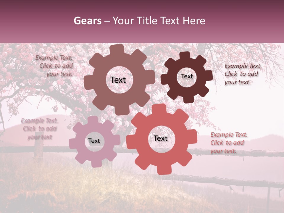 A Picture Of A Tree With A Fence In Front Of It PowerPoint Template