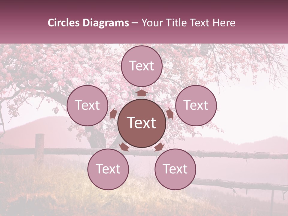 A Picture Of A Tree With A Fence In Front Of It PowerPoint Template