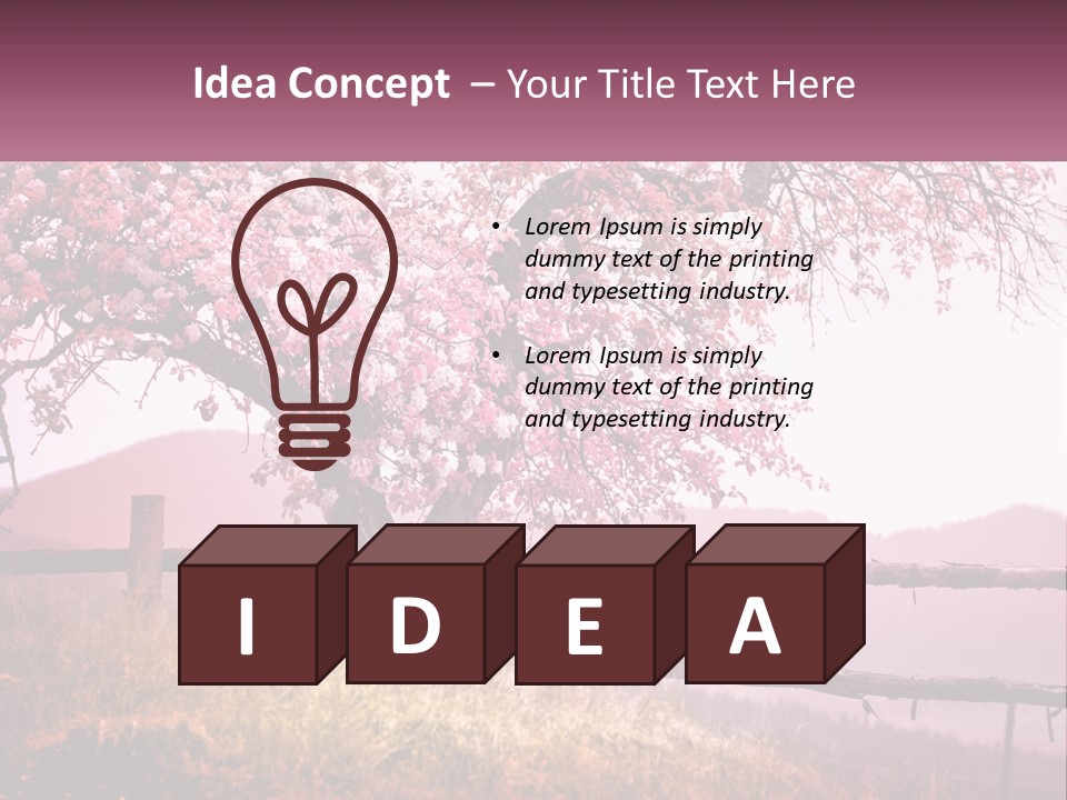 A Picture Of A Tree With A Fence In Front Of It PowerPoint Template