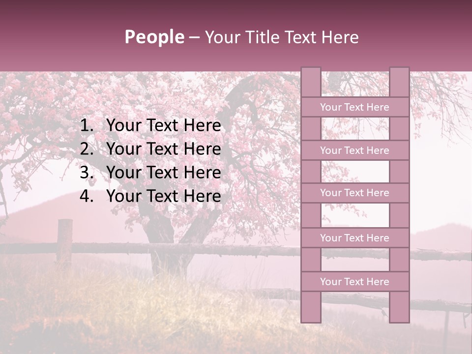 A Picture Of A Tree With A Fence In Front Of It PowerPoint Template