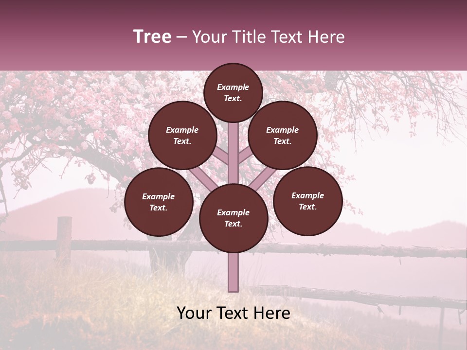 A Picture Of A Tree With A Fence In Front Of It PowerPoint Template