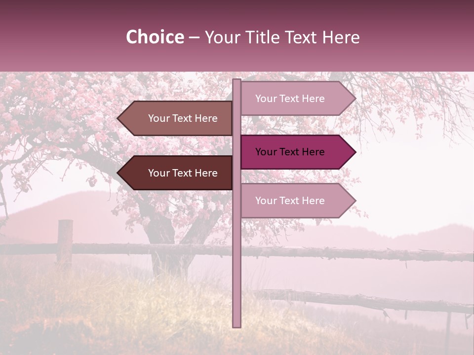 A Picture Of A Tree With A Fence In Front Of It PowerPoint Template