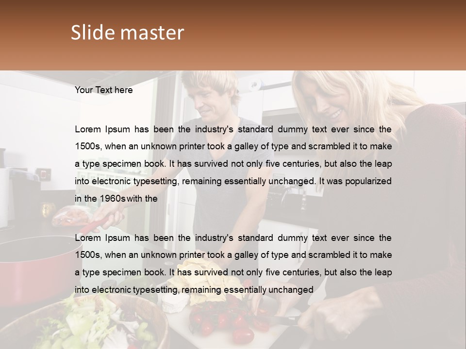 A Couple Of People In A Kitchen Preparing Food PowerPoint Template