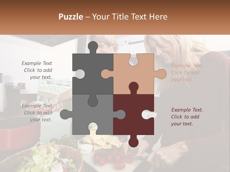 A Couple Of People In A Kitchen Preparing Food PowerPoint Template