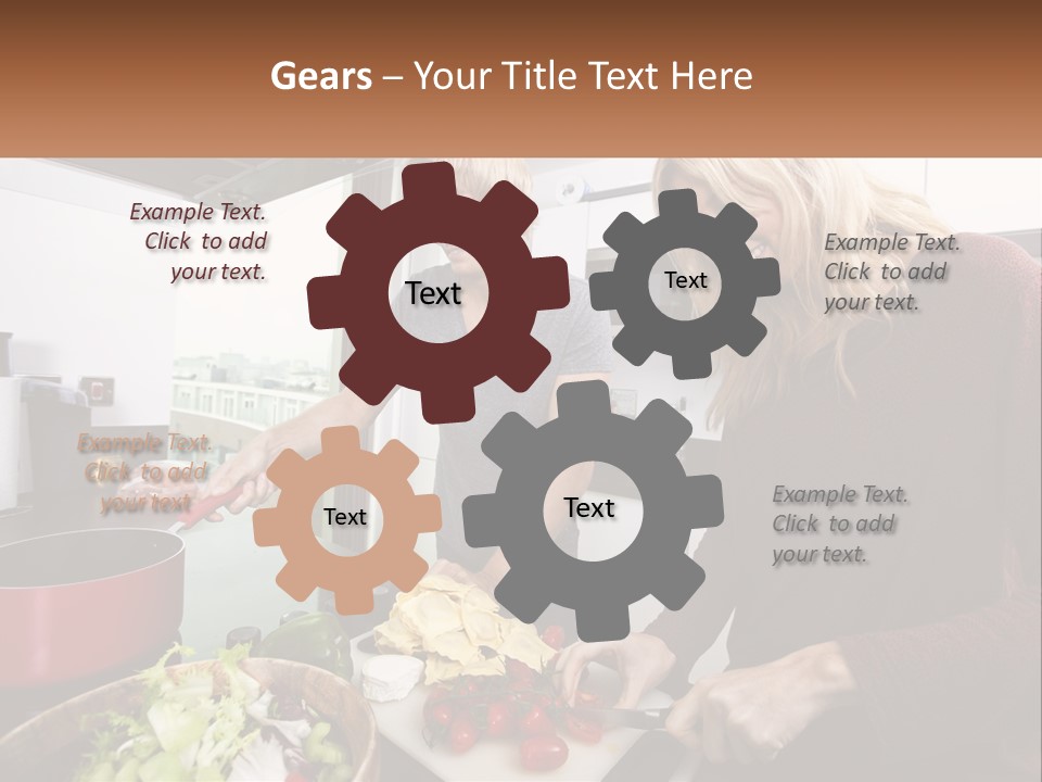 A Couple Of People In A Kitchen Preparing Food PowerPoint Template