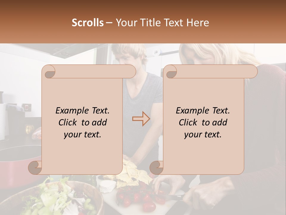 A Couple Of People In A Kitchen Preparing Food PowerPoint Template