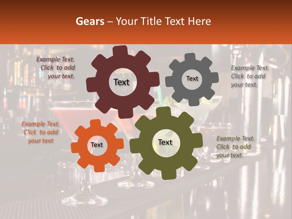 A Row Of Cocktail Glasses Sitting On Top Of A Bar PowerPoint Template