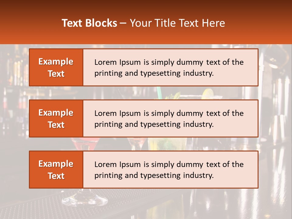 A Row Of Cocktail Glasses Sitting On Top Of A Bar PowerPoint Template