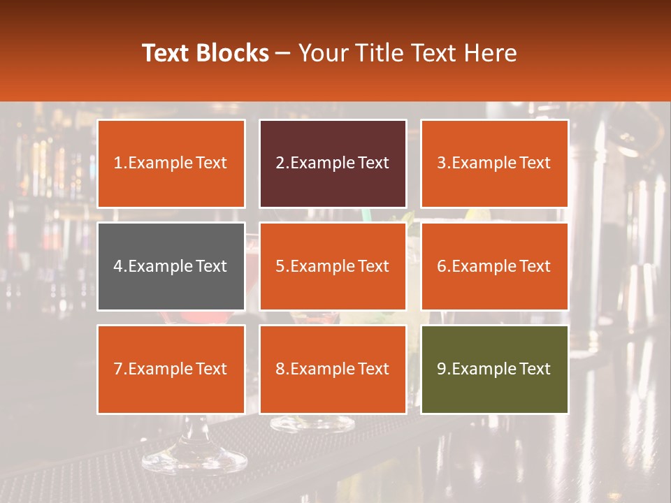 A Row Of Cocktail Glasses Sitting On Top Of A Bar PowerPoint Template