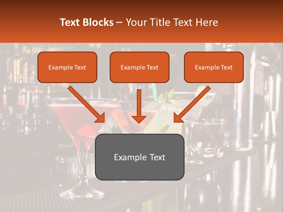 A Row Of Cocktail Glasses Sitting On Top Of A Bar PowerPoint Template