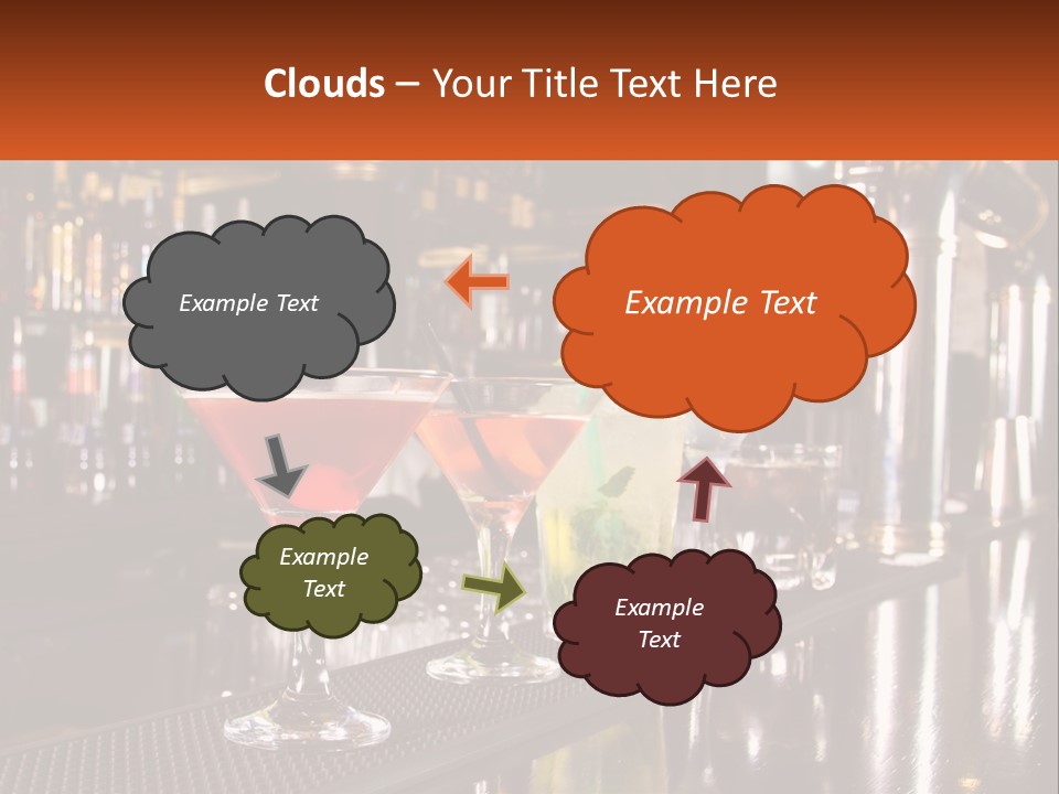 A Row Of Cocktail Glasses Sitting On Top Of A Bar PowerPoint Template