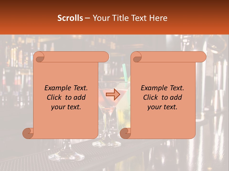 A Row Of Cocktail Glasses Sitting On Top Of A Bar PowerPoint Template