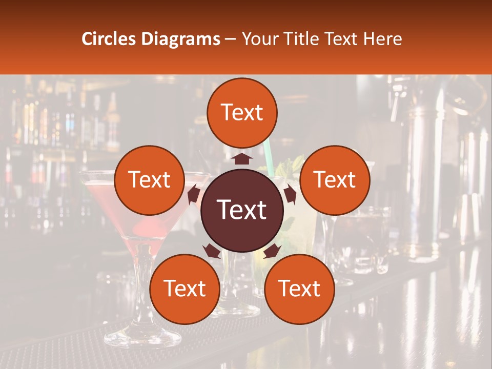 A Row Of Cocktail Glasses Sitting On Top Of A Bar PowerPoint Template