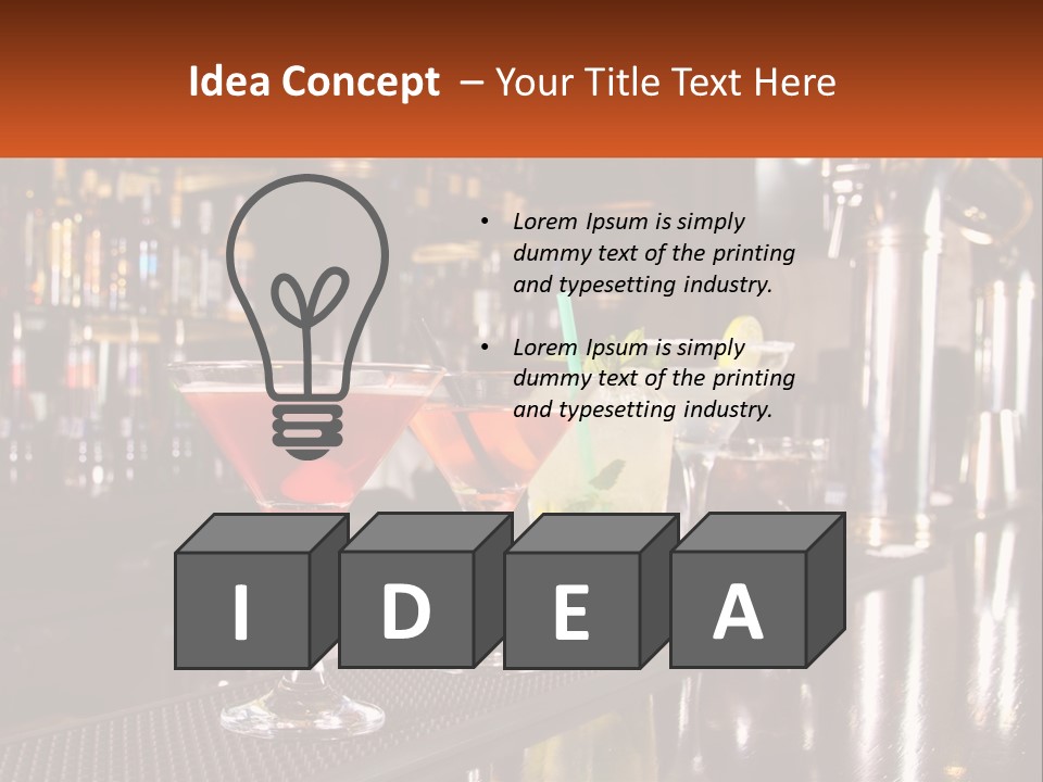 A Row Of Cocktail Glasses Sitting On Top Of A Bar PowerPoint Template