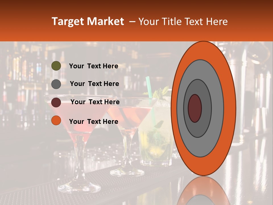 A Row Of Cocktail Glasses Sitting On Top Of A Bar PowerPoint Template