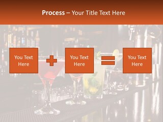 A Row Of Cocktail Glasses Sitting On Top Of A Bar PowerPoint Template