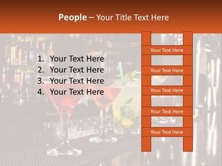 A Row Of Cocktail Glasses Sitting On Top Of A Bar PowerPoint Template