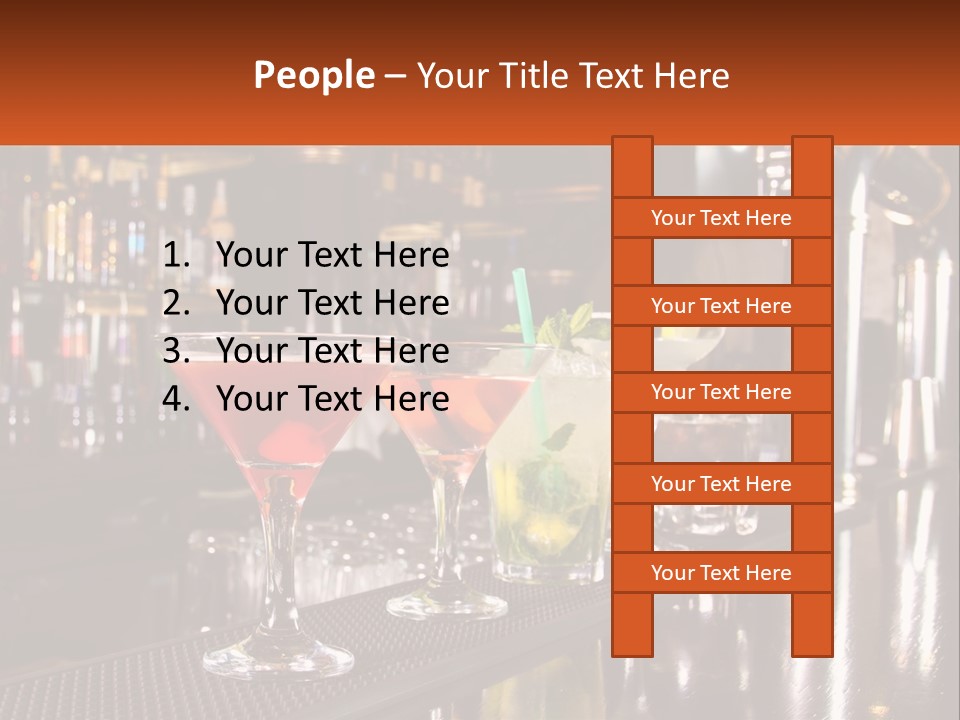 A Row Of Cocktail Glasses Sitting On Top Of A Bar PowerPoint Template