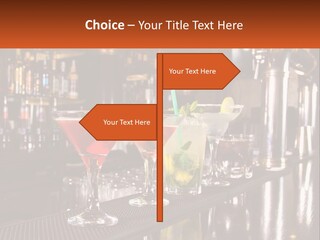 A Row Of Cocktail Glasses Sitting On Top Of A Bar PowerPoint Template