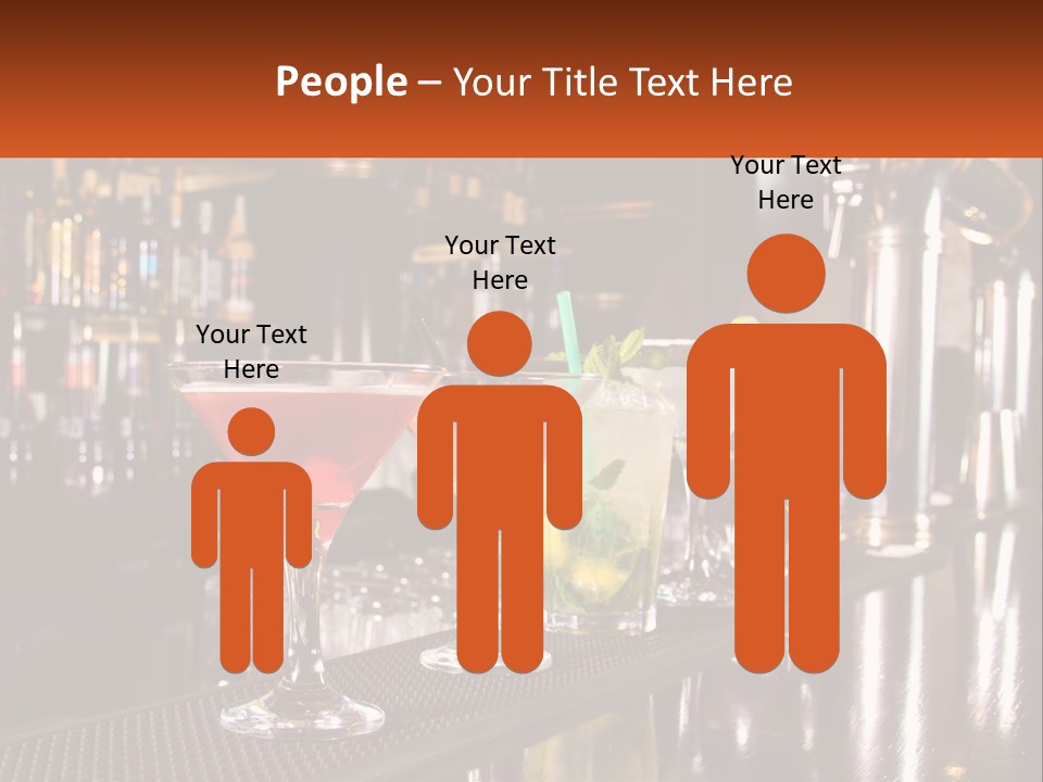 A Row Of Cocktail Glasses Sitting On Top Of A Bar PowerPoint Template