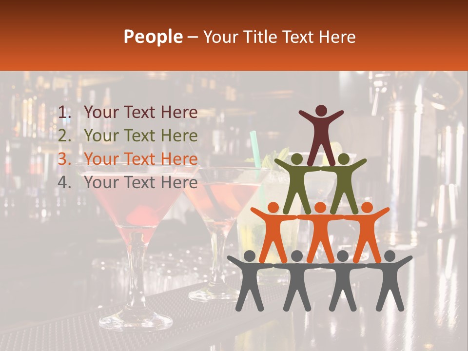 A Row Of Cocktail Glasses Sitting On Top Of A Bar PowerPoint Template