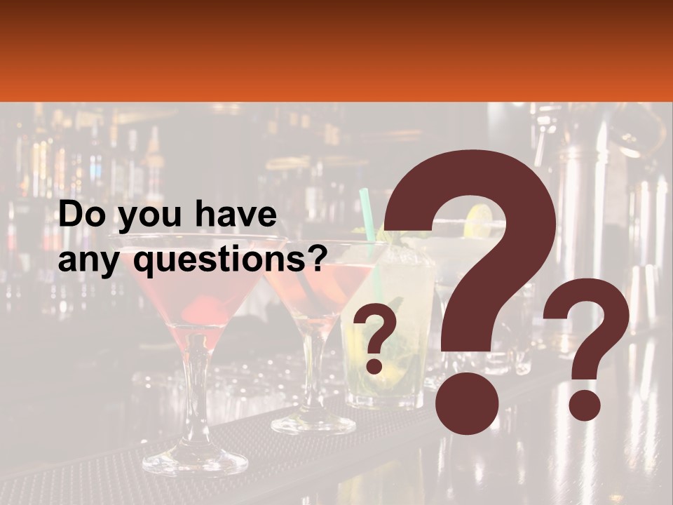 A Row Of Cocktail Glasses Sitting On Top Of A Bar PowerPoint Template