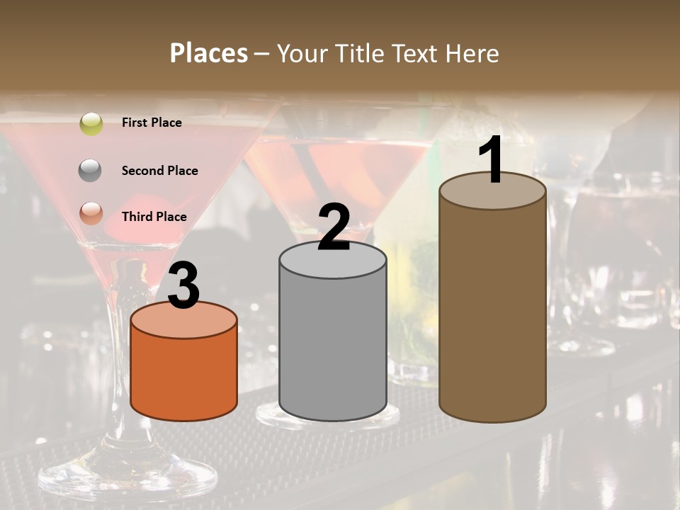 A Row Of Different Colored Drinks On A Bar PowerPoint Template