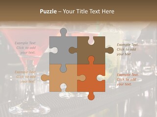 A Row Of Different Colored Drinks On A Bar PowerPoint Template