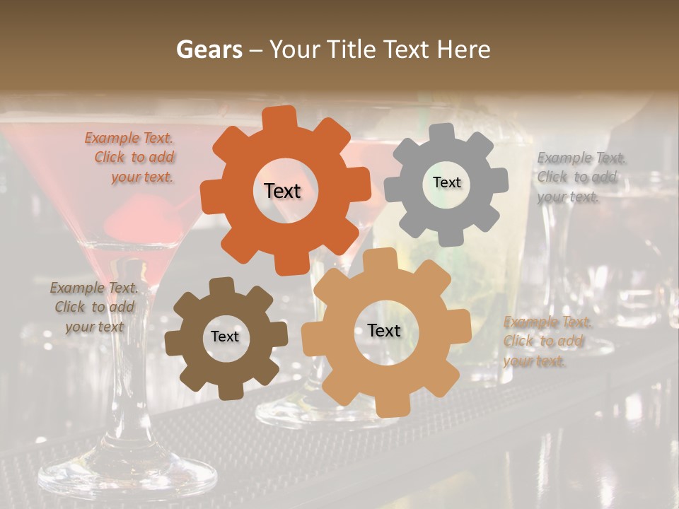 A Row Of Different Colored Drinks On A Bar PowerPoint Template