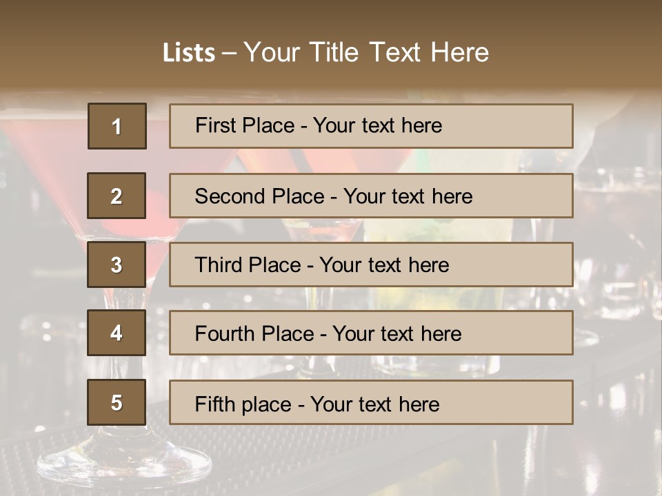A Row Of Different Colored Drinks On A Bar PowerPoint Template