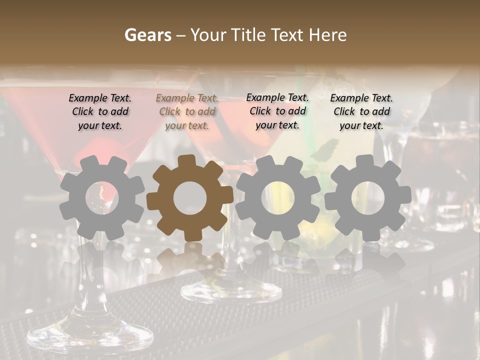 A Row Of Different Colored Drinks On A Bar PowerPoint Template