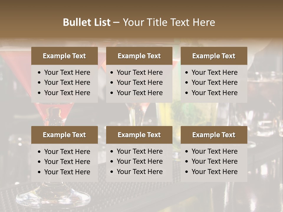 A Row Of Different Colored Drinks On A Bar PowerPoint Template