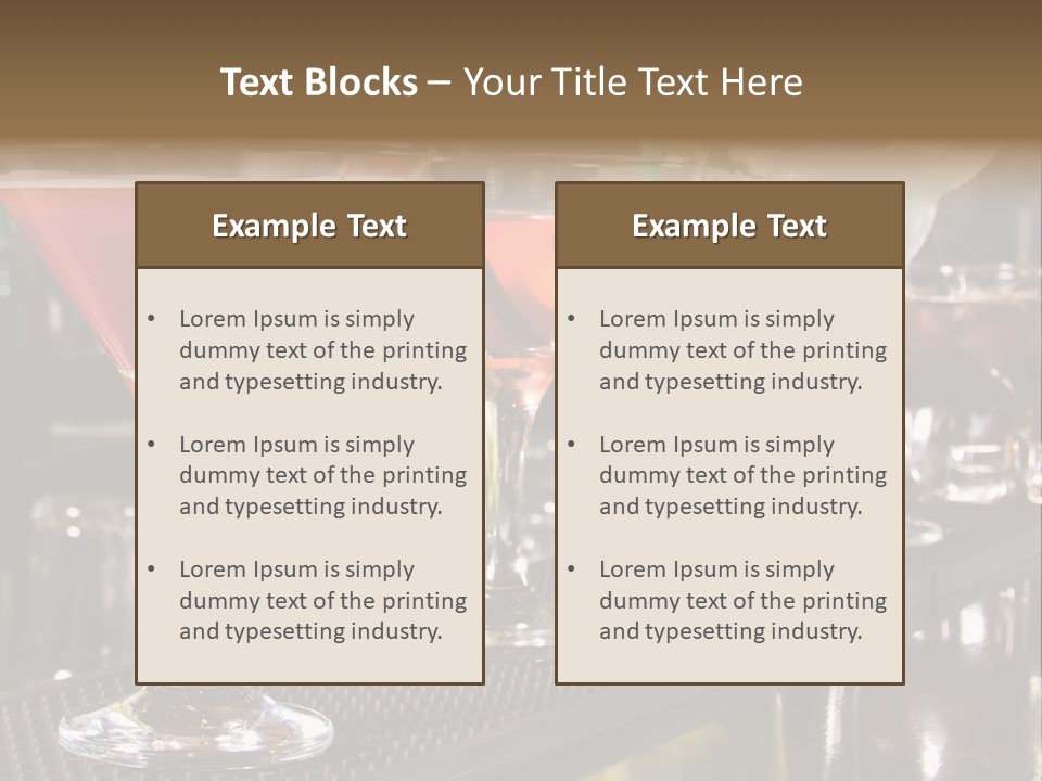 A Row Of Different Colored Drinks On A Bar PowerPoint Template