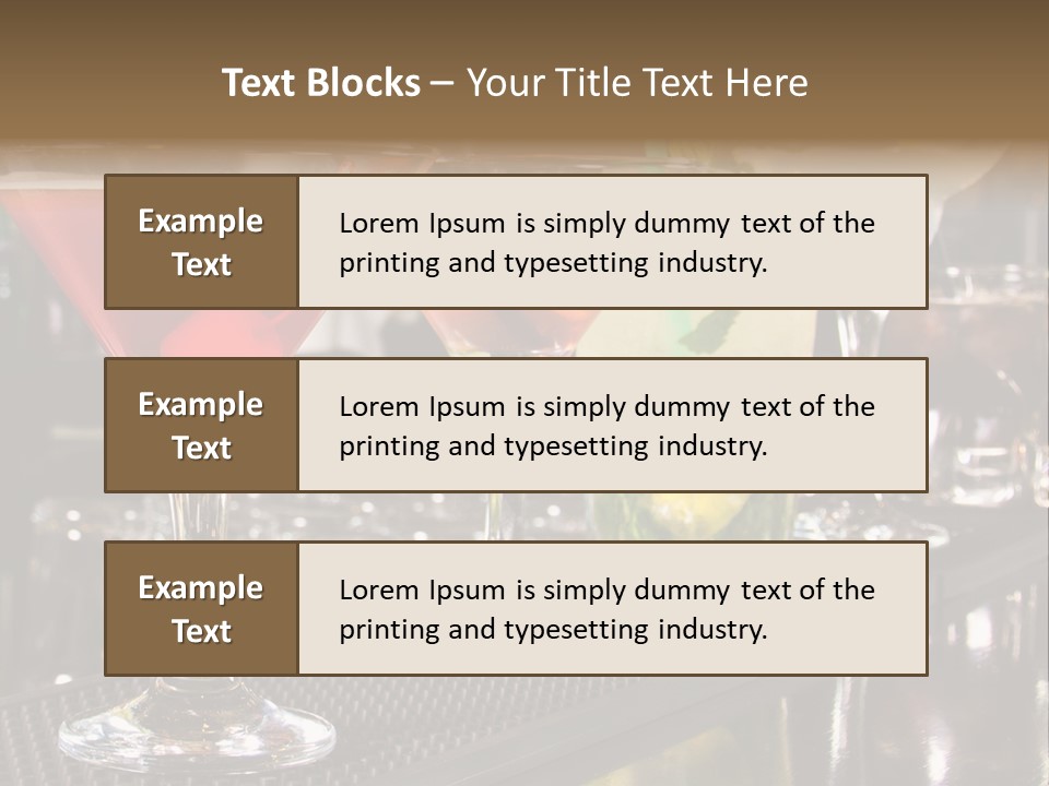 A Row Of Different Colored Drinks On A Bar PowerPoint Template