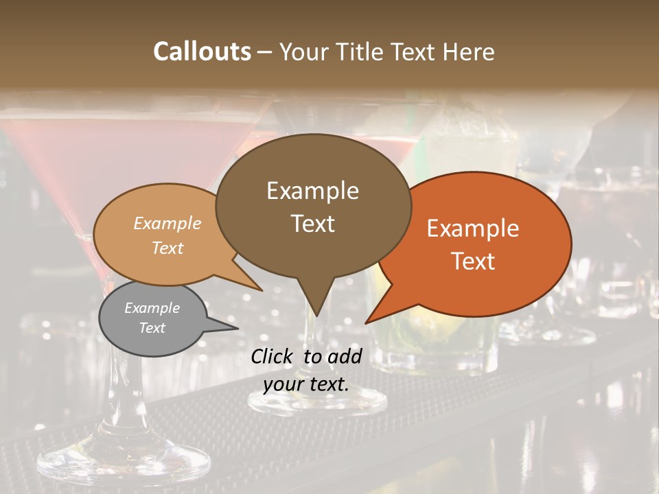 A Row Of Different Colored Drinks On A Bar PowerPoint Template