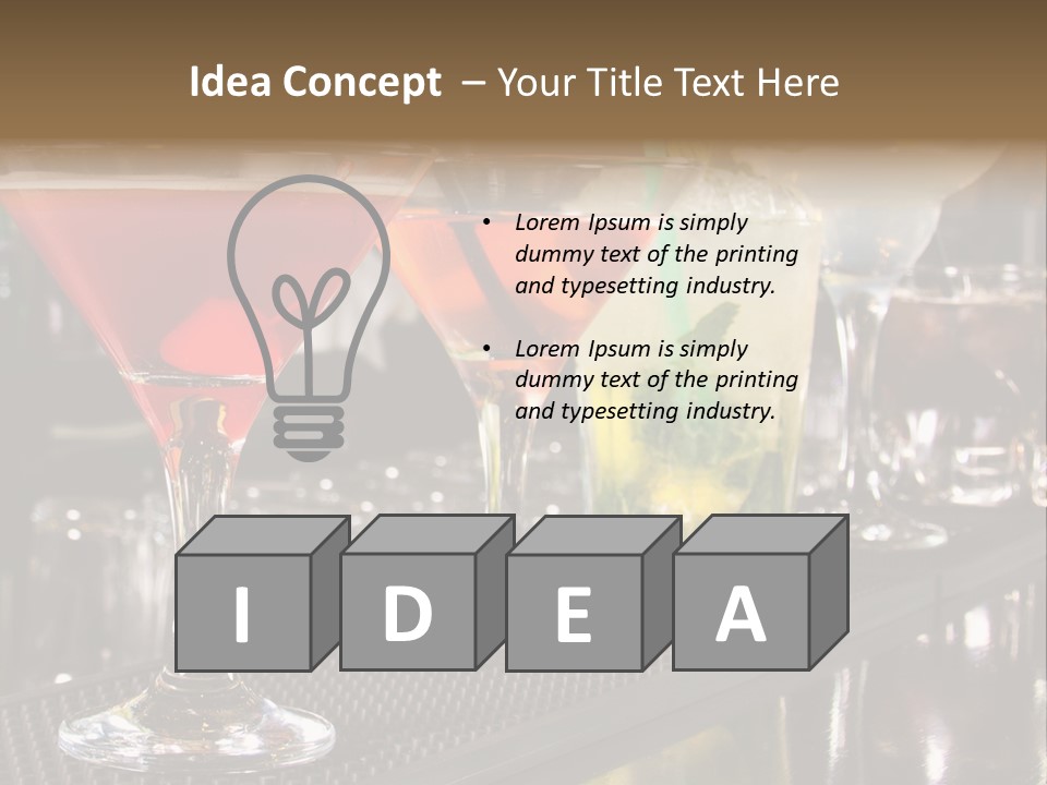 A Row Of Different Colored Drinks On A Bar PowerPoint Template