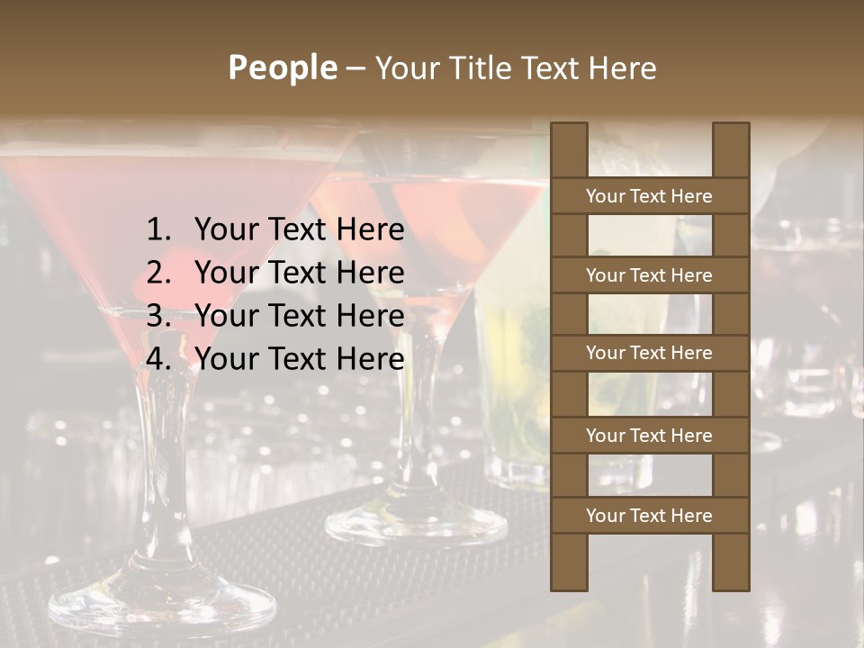 A Row Of Different Colored Drinks On A Bar PowerPoint Template